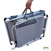 Lettino mare prendisole pieghevole in alluminio con parasole chiuso