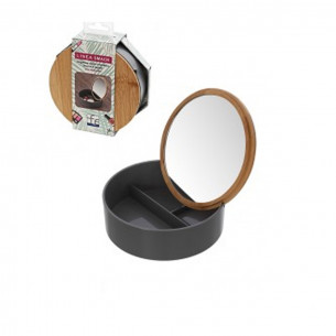 Organizer con specchio Ø 15 cm grigio 2