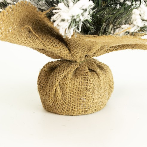Albero di Natale Pinetto Innevato con base juta Flora dettaglio base