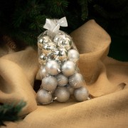 Palline di Natale in plastica argento Ø 6 cm confezione da 24 pezzi