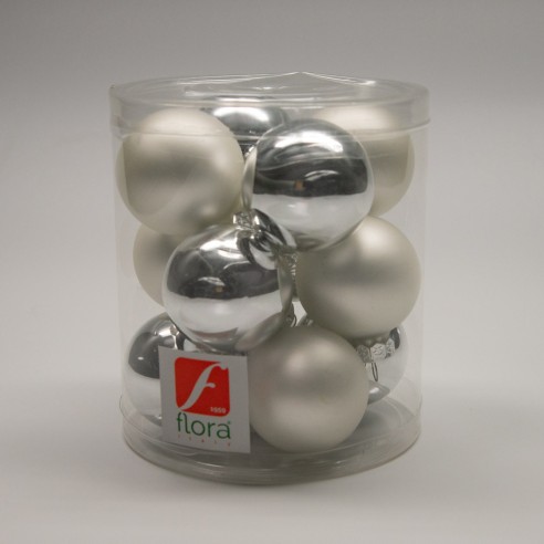 Palline di Natale in vetro mix argento Ø 4 cm