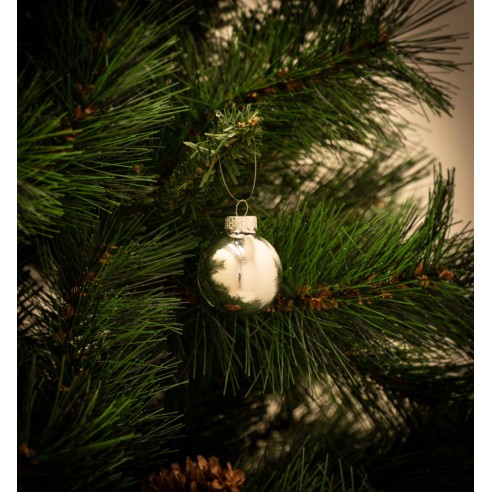 Palline di Natale in vetro mix argento Ø 4 cm lucida