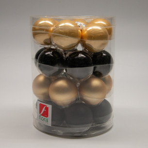 Palline di Natale in vetro oro/nero Ø 4 cm 24 pezzi ambientata