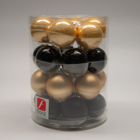 Palline di Natale in vetro oro/nero Ø 4 cm 24 pezzi ambientata