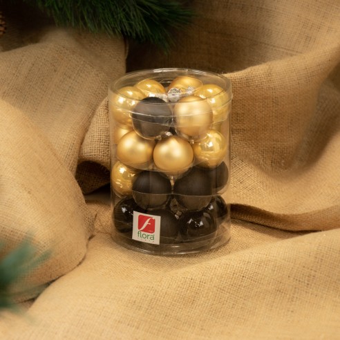 Palline di Natale in vetro oro/nero Ø 4 cm 24 pezzi ambientata