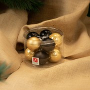 Palline di Natale in vetro oro/nero Ø 6 cm conf. da 10 pezzi ambientata