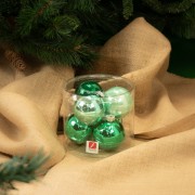 Palline di Natale in vetro verde Ø 8 cm conf da 6 pz ambientata