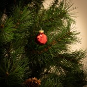 Pallina di Natale in vetro rosso lucido Ø 4 cm