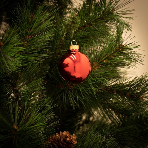 Palline di Natale in vetro rosso lucido Ø 6 cm
