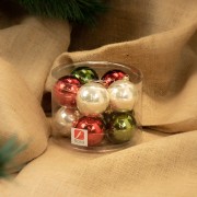 Palline di Natale in vetro multicolor Ø 6 cm conf da 10 pz ambientata