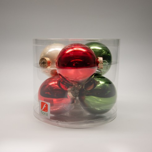 Palline di Natale in vetro multicolor Ø 8 cm conf. da 6 pezzi