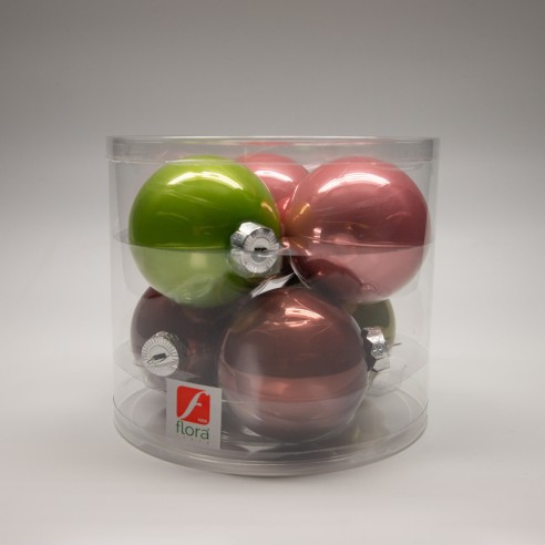 Palline di Natale in vetro multicolor Ø 8 cm confezione da 6 pezzi