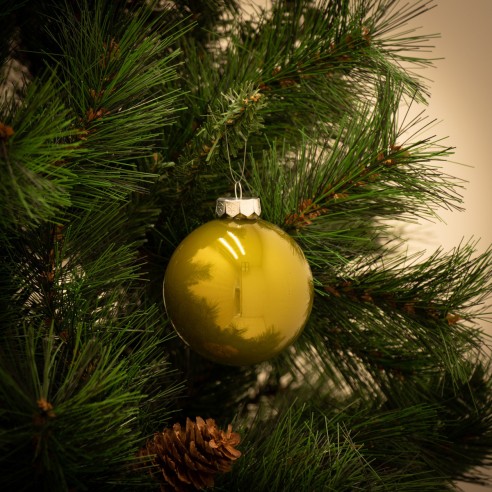 Palline di Natale in vetro oliva Ø 8 cm