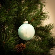 Pallina di Natale in vetro azzurro Ø 8 cm