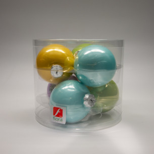 Palline di Natale in vetro multicolor Ø 8 cm confezione da 6 pezzi