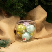 Palline di Natale in vetro multicolor Ø 8 cm conf da 6 pz ambientata