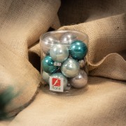 Palline di Natale in vetro multicolor Ø 4 cm conf da 12 pz ambientata