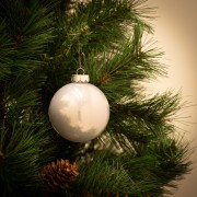 Palline di Natale in vetro grigio perla Ø 8 cm