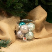 Palline di Natale in vetro multicolor Ø 8 cm conf da 6 pz ambientata