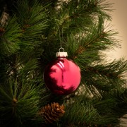 Pallina di Natale in vetro fuxia lucido Ø 8 cm