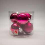 Palline di Natale in vetro mix fuxia Ø 8 cm conf da 6 pz