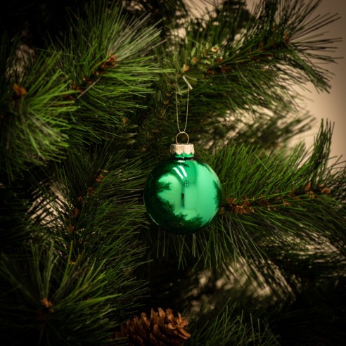 Palline di Natale in vetro verde brillante Ø 8 cm