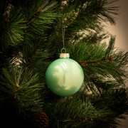 Palline di Natale in vetro verde petrolio malva Ø 8 cm