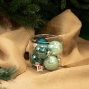Palline di Natale in vetro mix verde petrolio Ø 8 cm conf da 6 pz