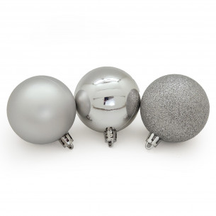 Palline di Natale in plastica argento Ø 6 cm tubo da 10 pezzi 2