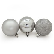 Palline di Natale in plastica argento Ø 6 cm