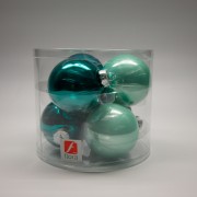 Palline di Natale in vetro mix verde petrolio Ø 8 cm confezione da 6 pezzi