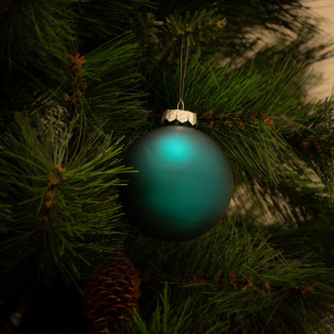 Palline di Natale in vetro mix verde petrolio Ø 8 cm confezione da 6 pezzi 2