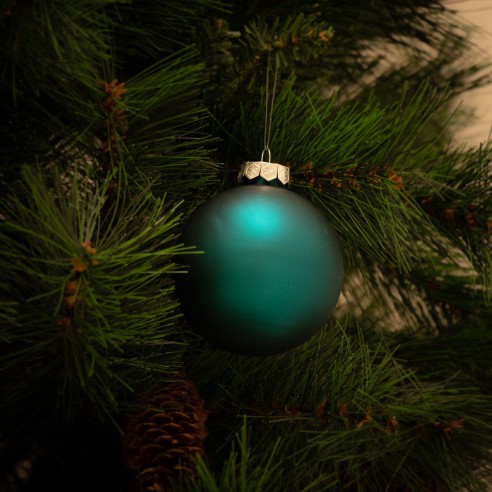 Palline di Natale in vetro verde petrolio sat Ø 8 cm