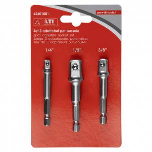 Set 3 adattatori per bussole 1/4" 1/2" 3/8" Krino 62601001