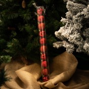 Palline di Natale in plastica rosso Ø 6 cm tubo da 10 pz