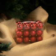 Palline di Natale in plastica rosso Ø 6 cm confezione da 24 pezzi