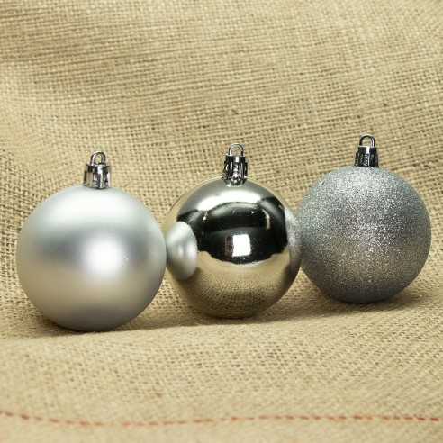 Palline di Natale in plastica argento Ø 6 cm