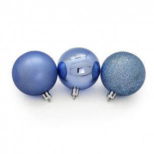 Palline di Natale in plastica blu Ø 6 cm confezione da 24 pezzi 2