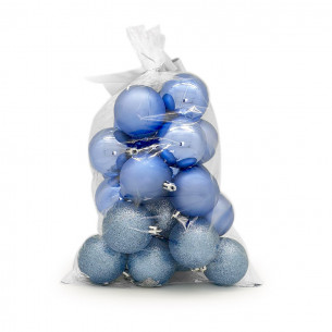 Palline di Natale in plastica blu Ø 6 cm confezione da 24 pezzi