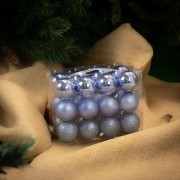 Palline di Natale in plastica blu Ø 6 cm confezione da 24 pezzi