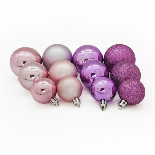 Palline di Natale in plastica fuxia set da 48 pezzi 2