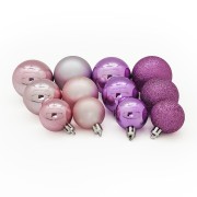 Palline di Natale in plastica fuxia set da 48 pezzi