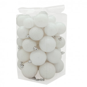Palline di Natale in plastica bianco set da 48 pezzi