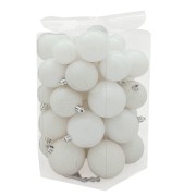 Palline di Natale in plastica bianco set da 48 pezzi