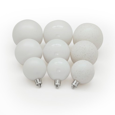 Palline di Natale in plastica bianco set da 48 pezzi