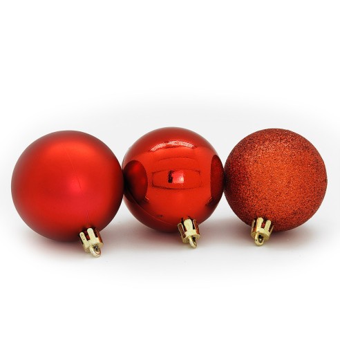 Palline di Natale in plastica rosso Ø 6 cm