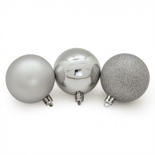 Palline di Natale in plastica argento Ø 8 cm confezione da 24 pezzi 2