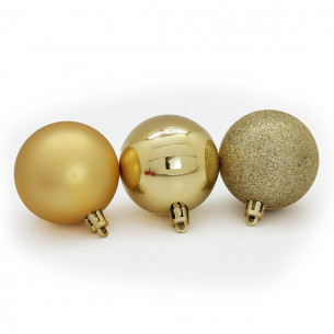 Palline di Natale in plastica oro Ø 8 cm confezione da 24 pezzi 2