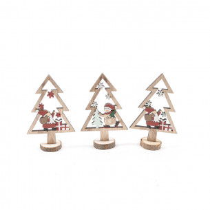 Decorazione natalizia albero di Natale in legno assortito 10x4xH1,5 cm Mercury