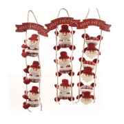 Pendente con 3 Babbo Natale in tessuto 55x19 cm assortito Mercury